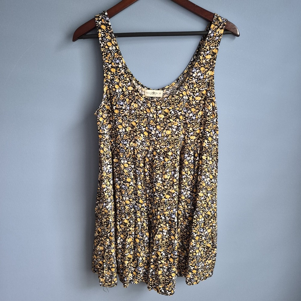 Natural Life Romper Womens M Blue Floral Sleeveless Scoop Neck Boho Festival